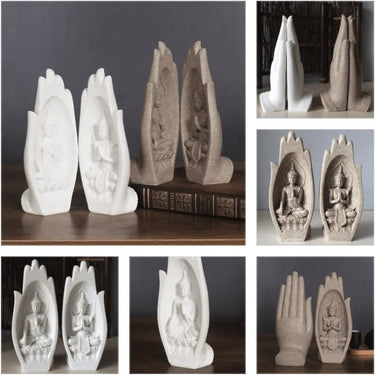 Prayers of Buddha 2-Piece Sandstone Statue-Your Soul Place